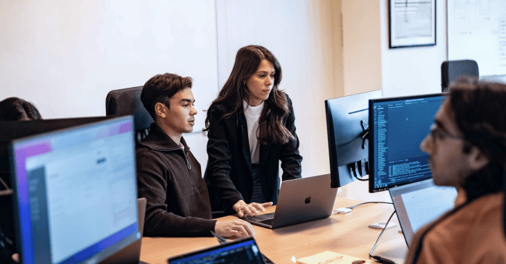 Miyagami team members working at the office.